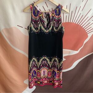 ECI New York Size 4 Pattern Floral Sleeveless Jersey Dress Boho Multicolor